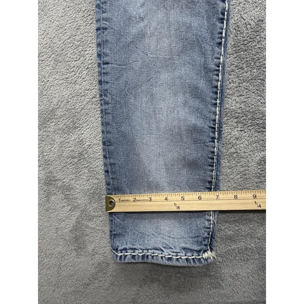 True Religion Jeans Mens Measure 37x33 Blue Geno Relaxed Slim Light Wash Stretch